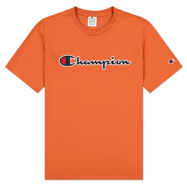 Champion Crewneck Spellout Logo T-Shirt - Orange