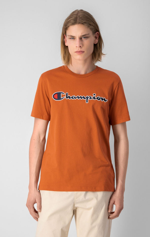 Champion Crewneck Spellout Logo T-Shirt - Orange